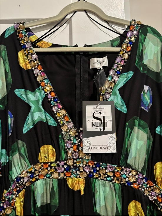 Sassy Jones Pants - Sassy Jones Gemma Luxe Jeweled Jumpsuit New